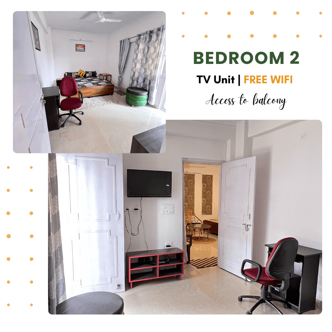 1BHK Second Bedroom - Additional Sleeping Space with Balcony Access near AIIMS